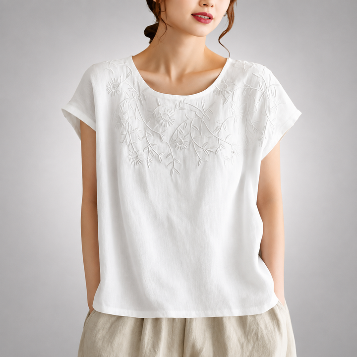 Coralie | Cotton Linen Blouse - Helen & Olivia Manhattan