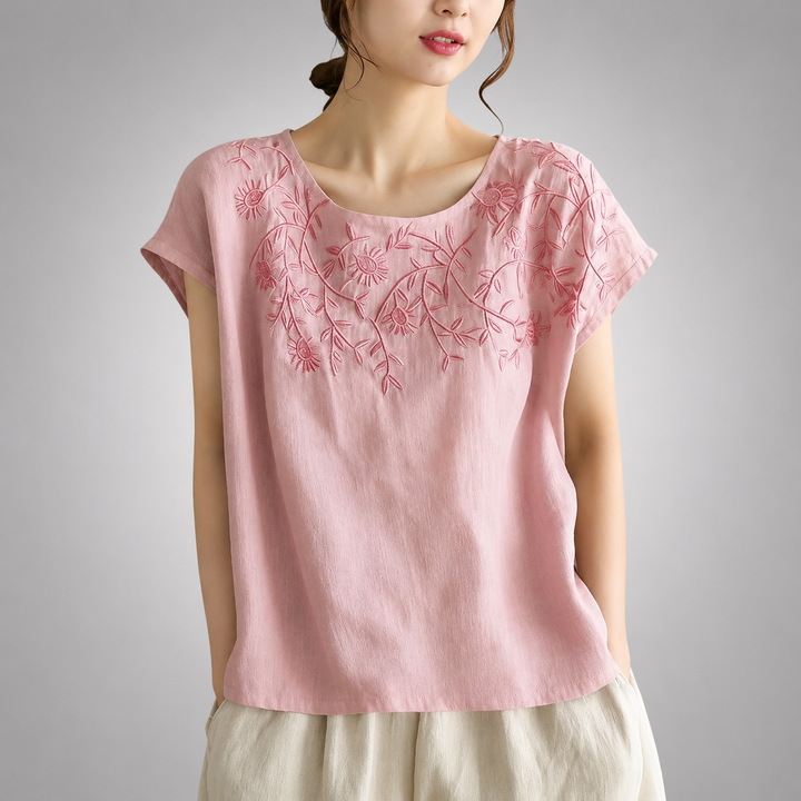 Coralie | Cotton Linen Blouse - Helen & Olivia Manhattan