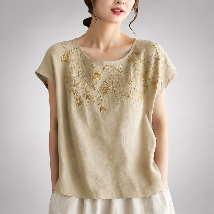 Coralie | Cotton Linen Blouse - Helen & Olivia Manhattan
