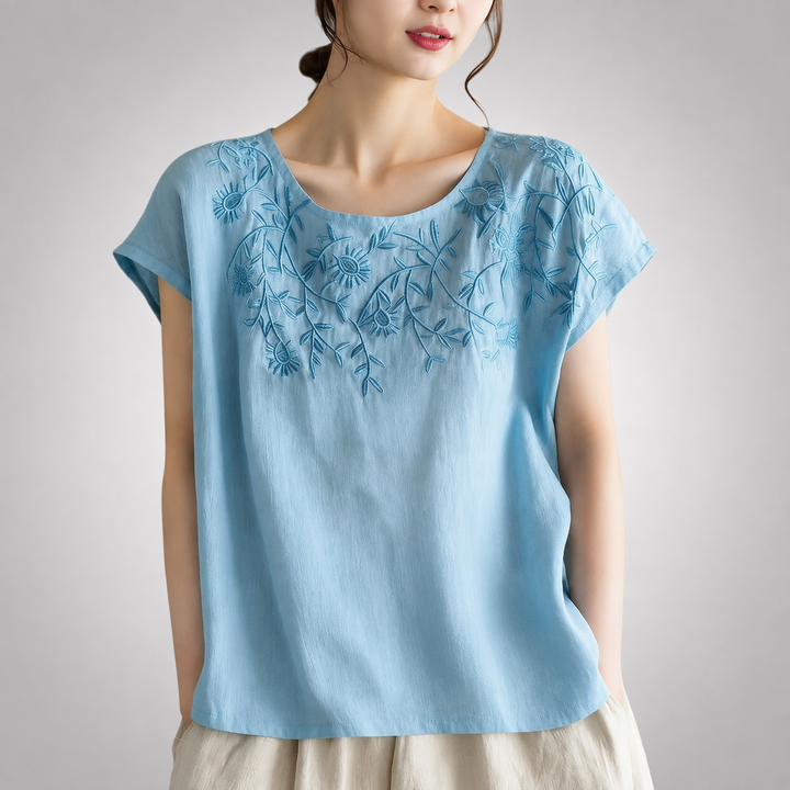 Coralie | Cotton Linen Blouse - Helen & Olivia Manhattan