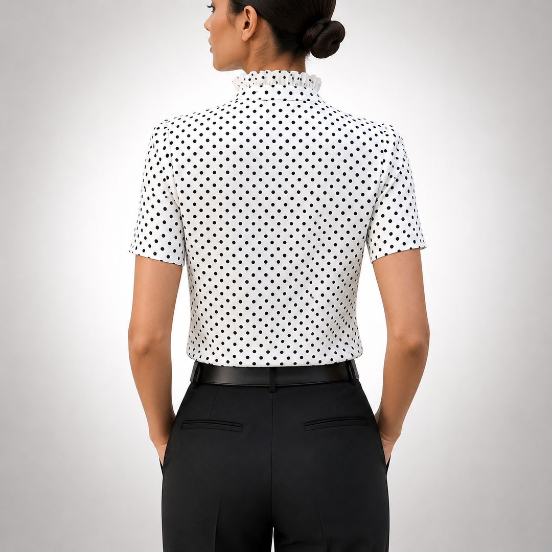 Elise | Polka Dot Ruffle Blouse - Helen & Olivia Manhattan