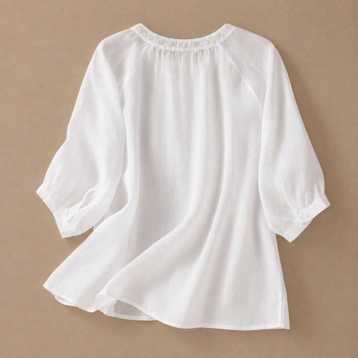 Alessa | Cotton Linen Floral Blouse - Helen & Olivia Manhattan