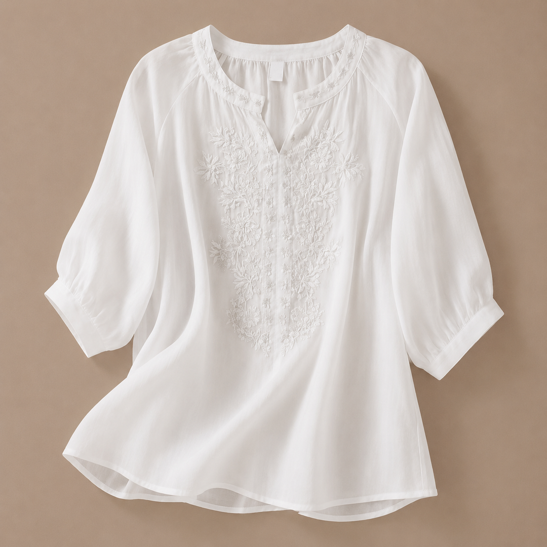 Alessa | Cotton Linen Floral Blouse - Helen & Olivia Manhattan