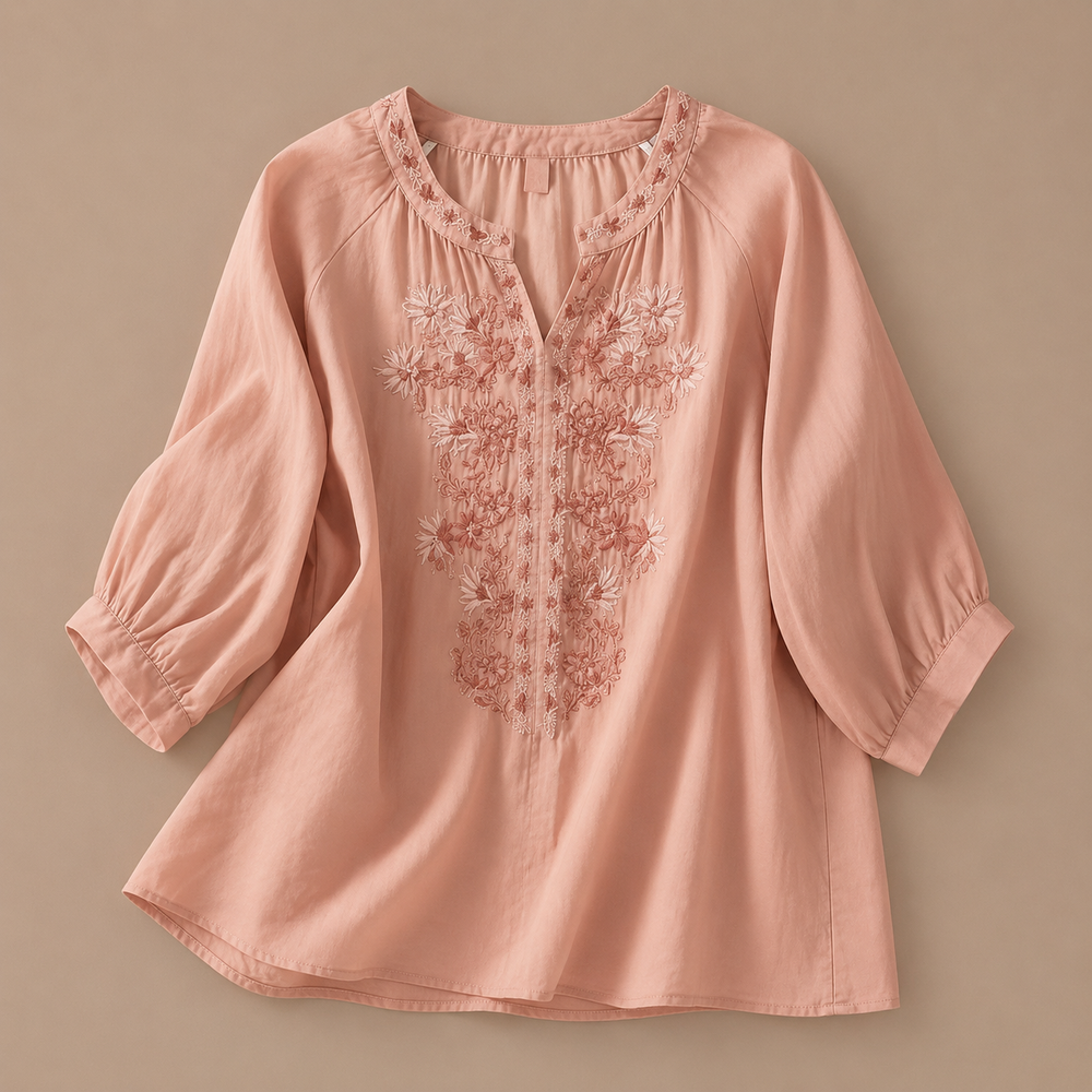 Alessa | Cotton Linen Floral Blouse - Helen & Olivia Manhattan