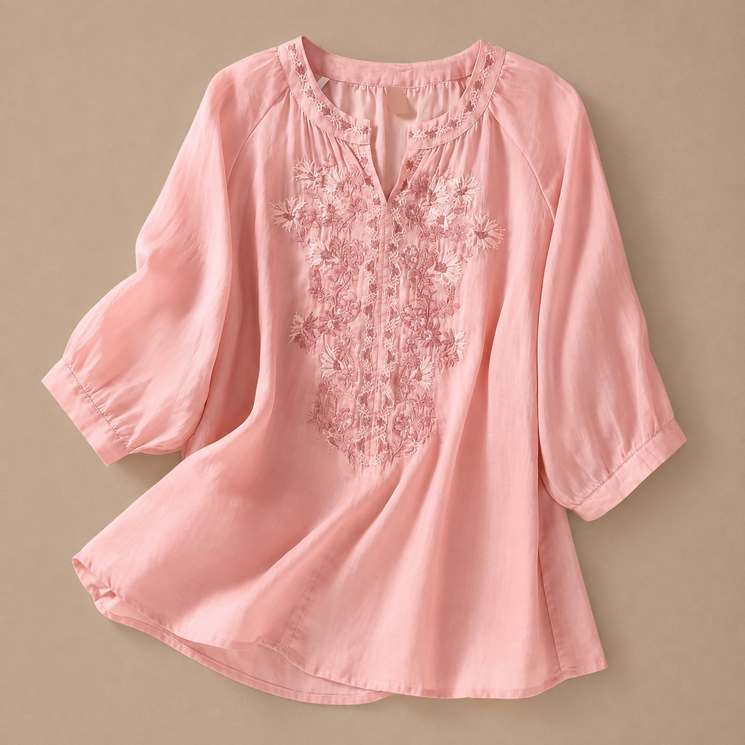 Alessa | Cotton Linen Floral Blouse - Helen & Olivia Manhattan