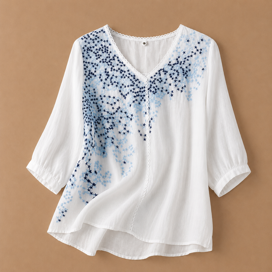Talia | Cotton Linen Blouse - Helen & Olivia Manhattan