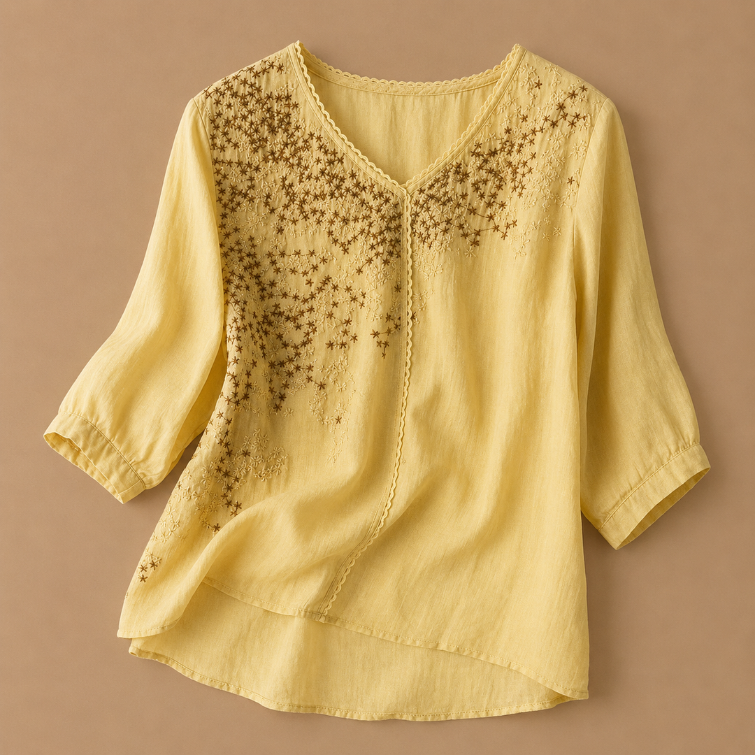 Talia | Cotton Linen Blouse - Helen & Olivia Manhattan