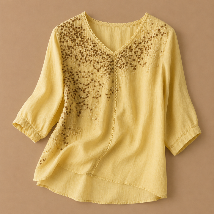 Talia | Cotton Linen Blouse - Helen & Olivia Manhattan