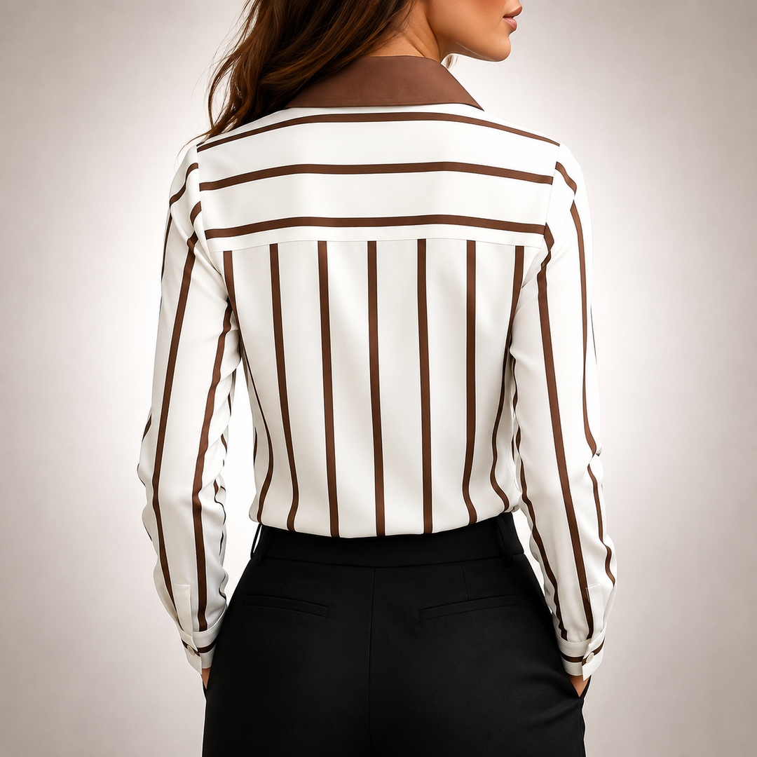 Noelle | Striped Button-Up Blouse - Helen & Olivia Manhattan