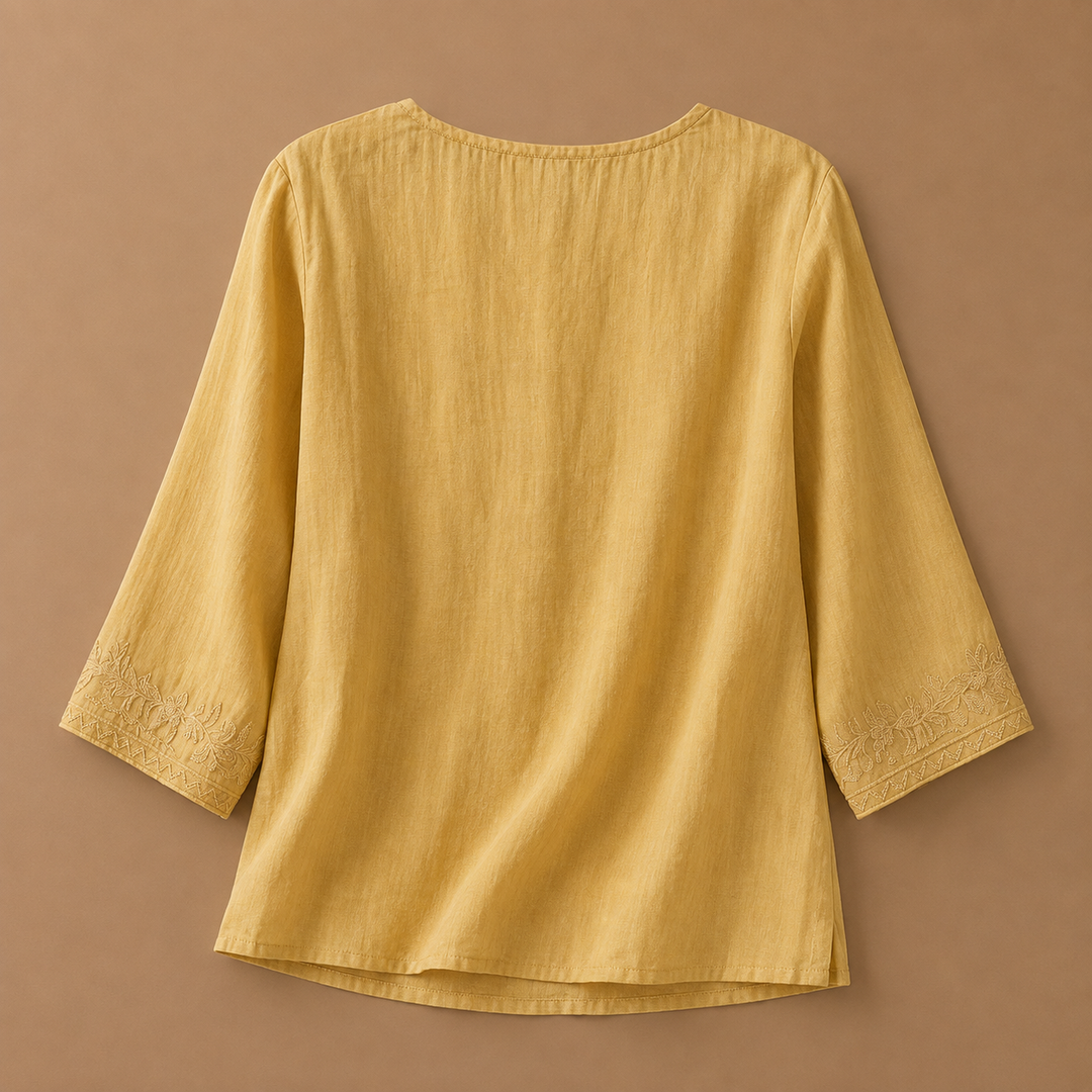 Estelle | Cotton Linen Floral Blouse - Helen & Olivia Manhattan