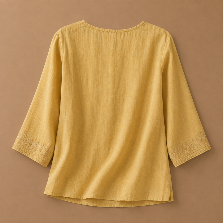 Estelle | Cotton Linen Floral Blouse - Helen & Olivia Manhattan