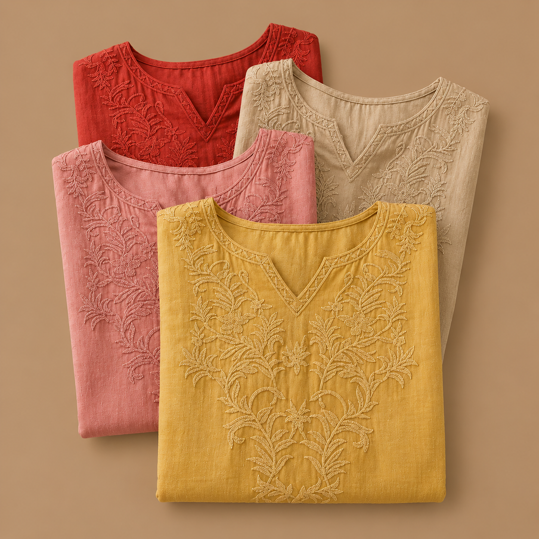 Estelle | Cotton Linen Floral Blouse - Helen & Olivia Manhattan