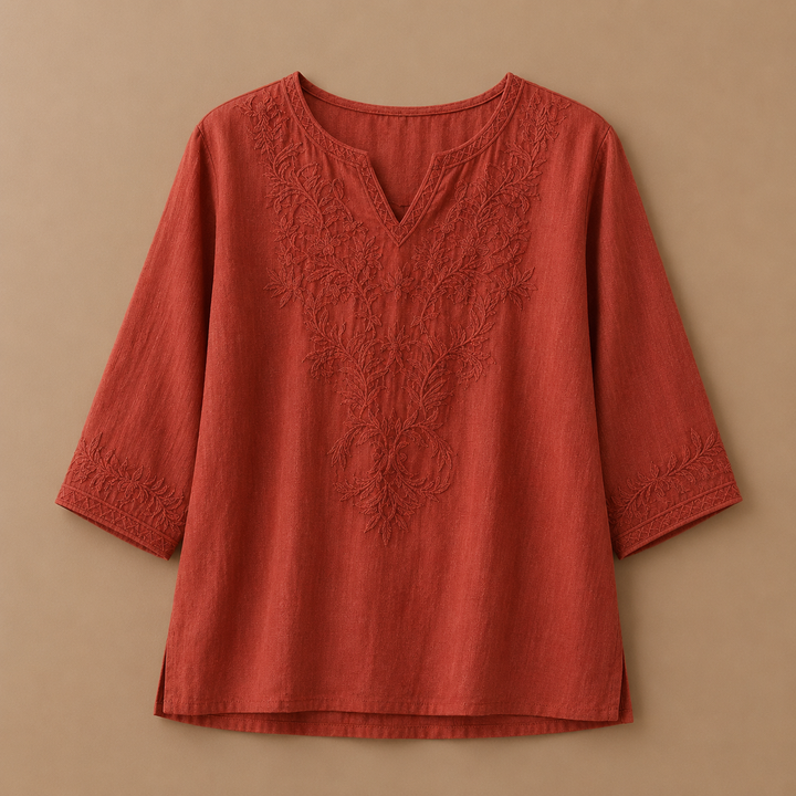 Estelle | Cotton Linen Floral Blouse - Helen & Olivia Manhattan
