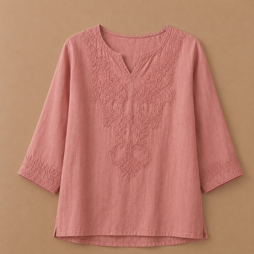 Estelle | Cotton Linen Floral Blouse - Helen & Olivia Manhattan