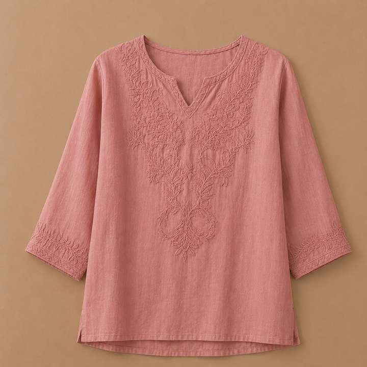Estelle | Cotton Linen Floral Blouse - Helen & Olivia Manhattan