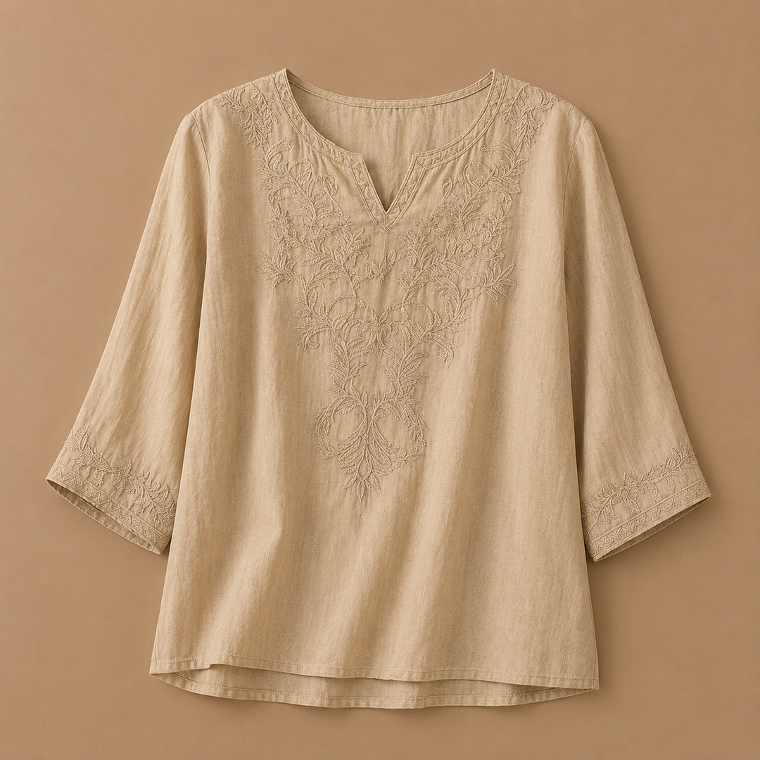 Estelle | Cotton Linen Floral Blouse - Helen & Olivia Manhattan