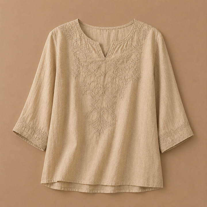 Estelle | Cotton Linen Floral Blouse - Helen & Olivia Manhattan