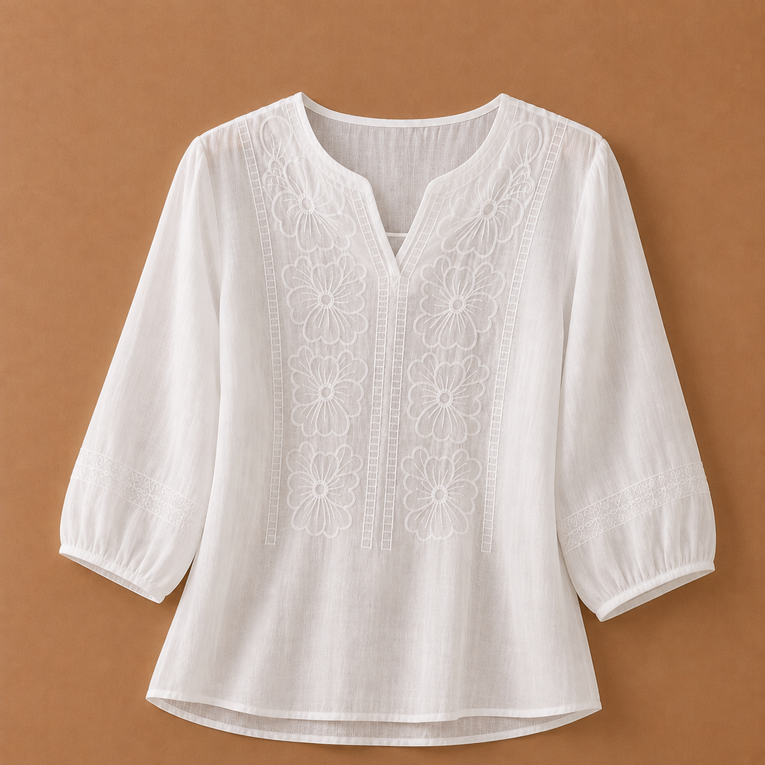 Linnea | Cotton Linen Floral Blouse - Helen & Olivia Manhattan