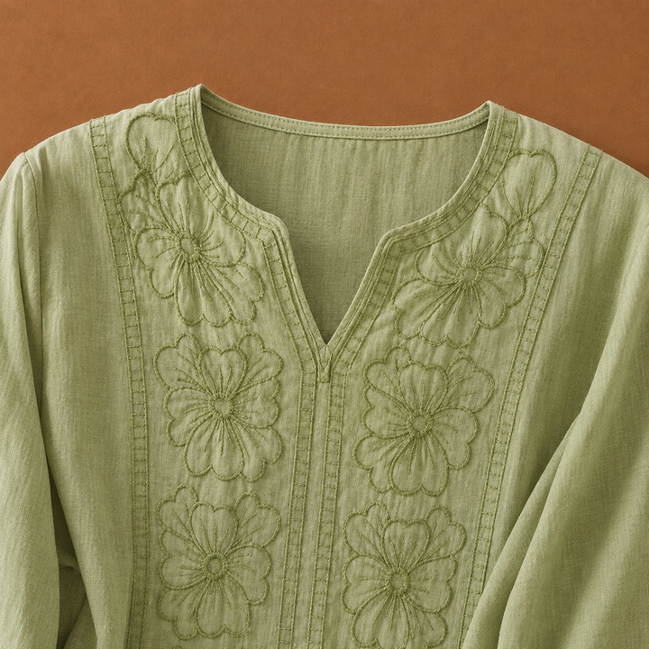 Linnea | Cotton Linen Floral Blouse - Helen & Olivia Manhattan