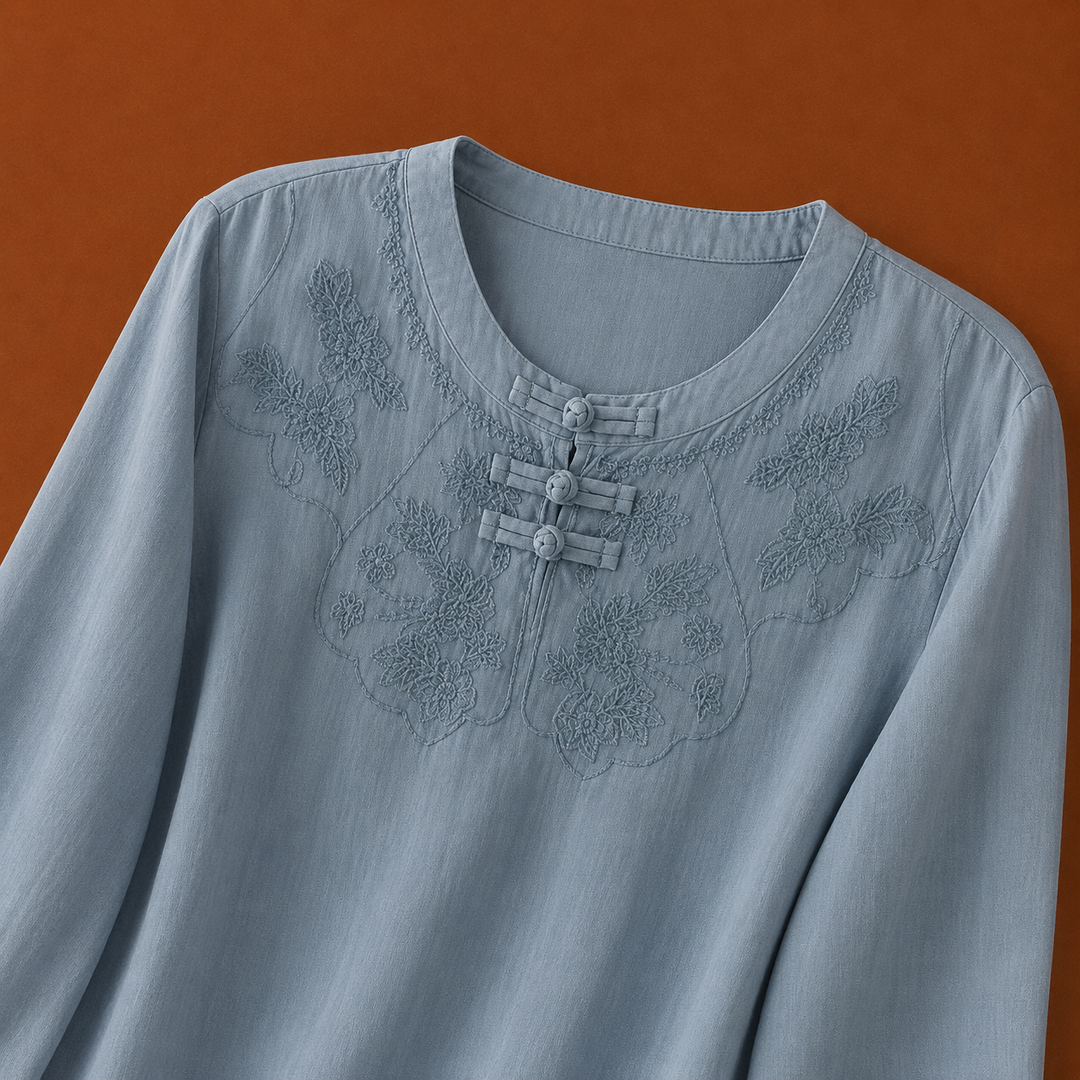 Meilin | Floral Cotton Linen Blouse - Helen & Olivia Manhattan