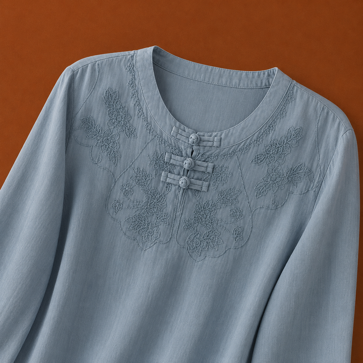Meilin | Floral Cotton Linen Blouse - Helen & Olivia Manhattan