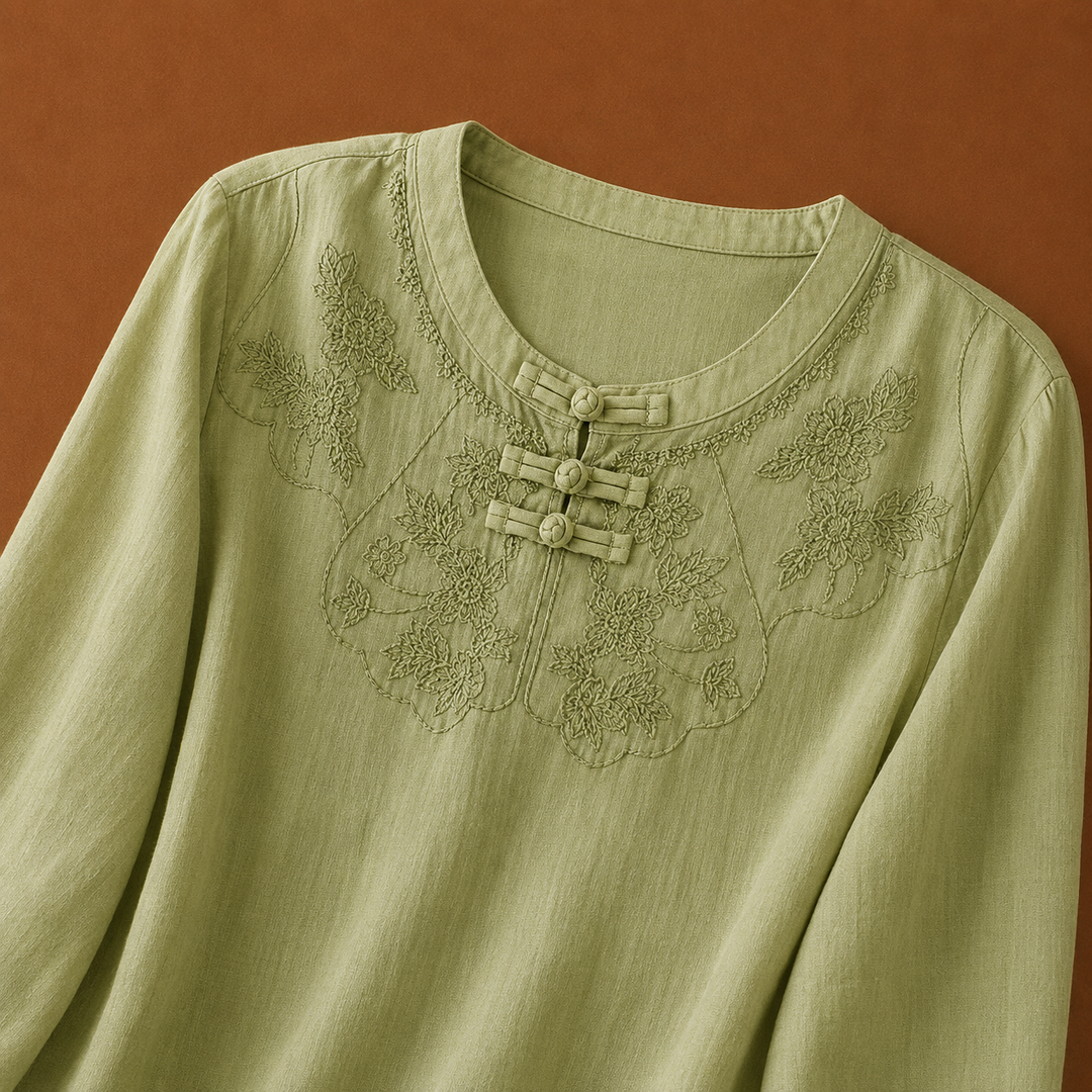 Meilin | Floral Cotton Linen Blouse - Helen & Olivia Manhattan