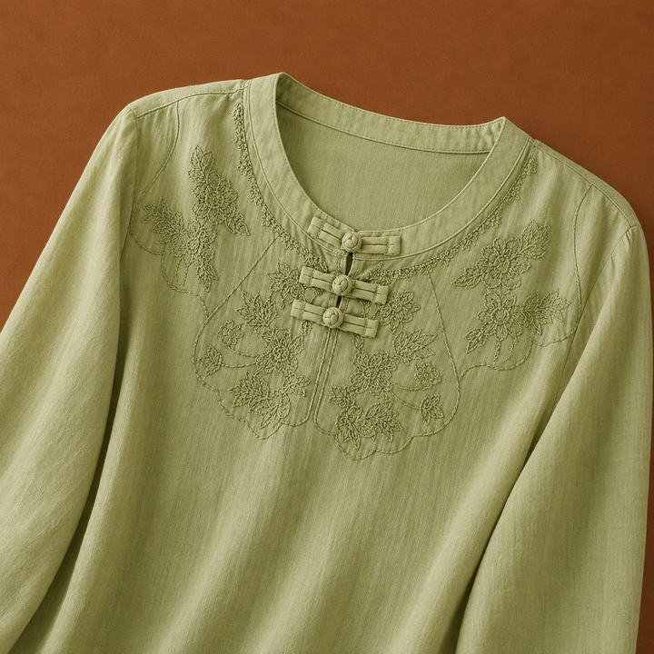 Meilin | Floral Cotton Linen Blouse - Helen & Olivia Manhattan
