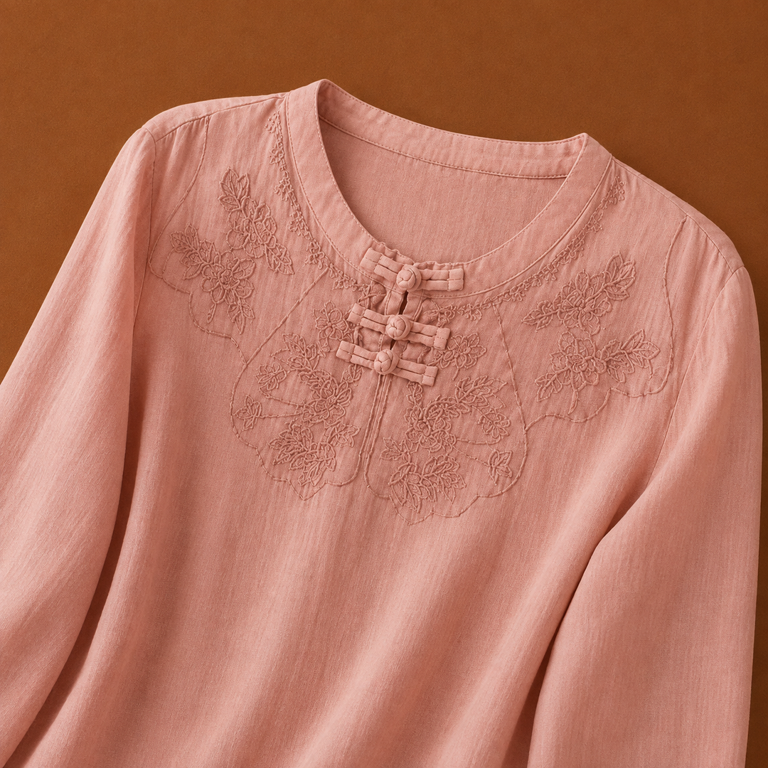 Meilin | Floral Cotton Linen Blouse - Helen & Olivia Manhattan