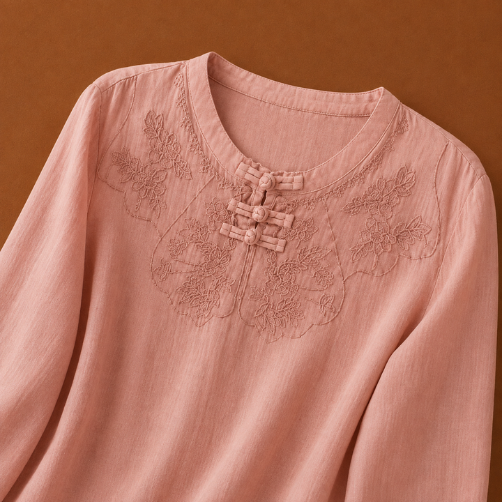 Meilin | Floral Cotton Linen Blouse - Helen & Olivia Manhattan