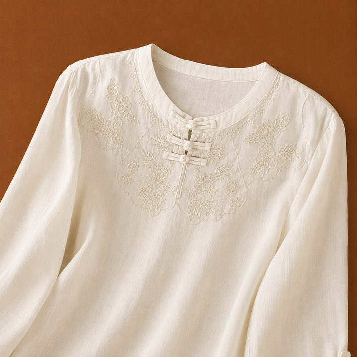 Meilin | Floral Cotton Linen Blouse - Helen & Olivia Manhattan