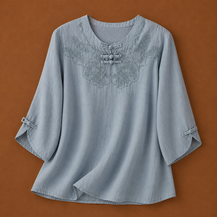Meilin | Floral Cotton Linen Blouse - Helen & Olivia Manhattan