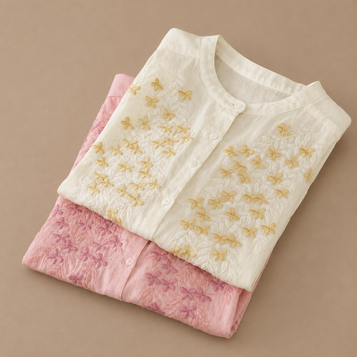 Juniper | Floral Cotton Linen Blouse - Helen & Olivia Manhattan