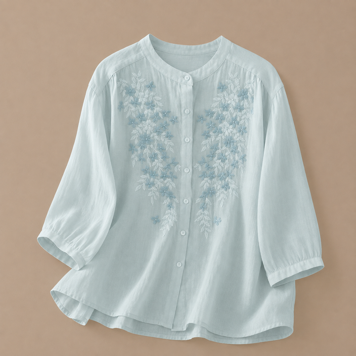 Juniper | Floral Cotton Linen Blouse - Helen & Olivia Manhattan