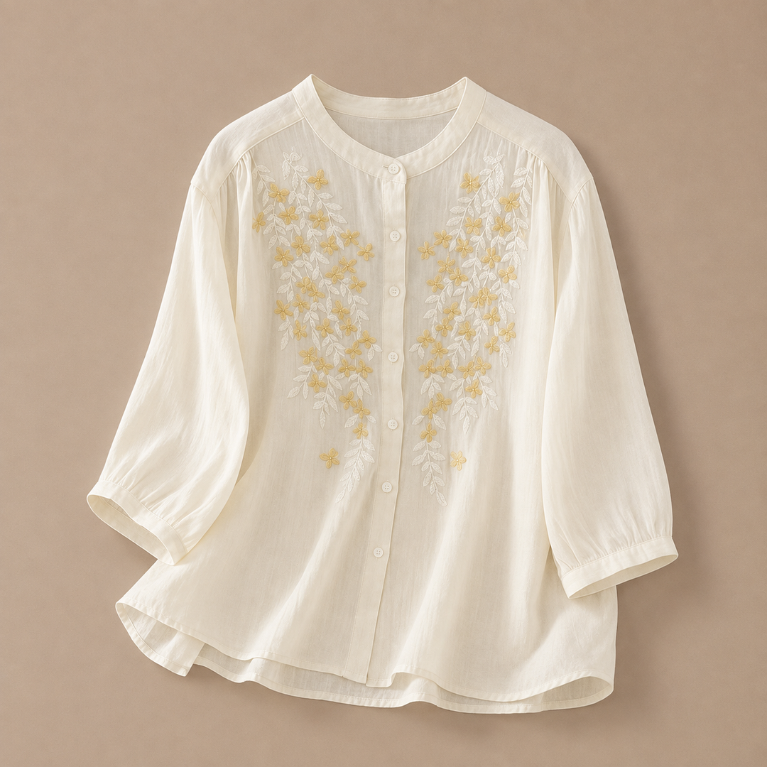 Juniper | Floral Cotton Linen Blouse - Helen & Olivia Manhattan