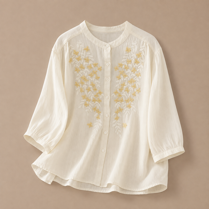 Juniper | Floral Cotton Linen Blouse - Helen & Olivia Manhattan