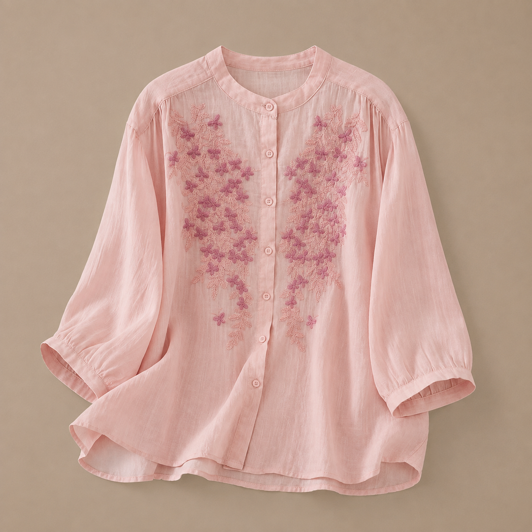 Juniper | Floral Cotton Linen Blouse - Helen & Olivia Manhattan