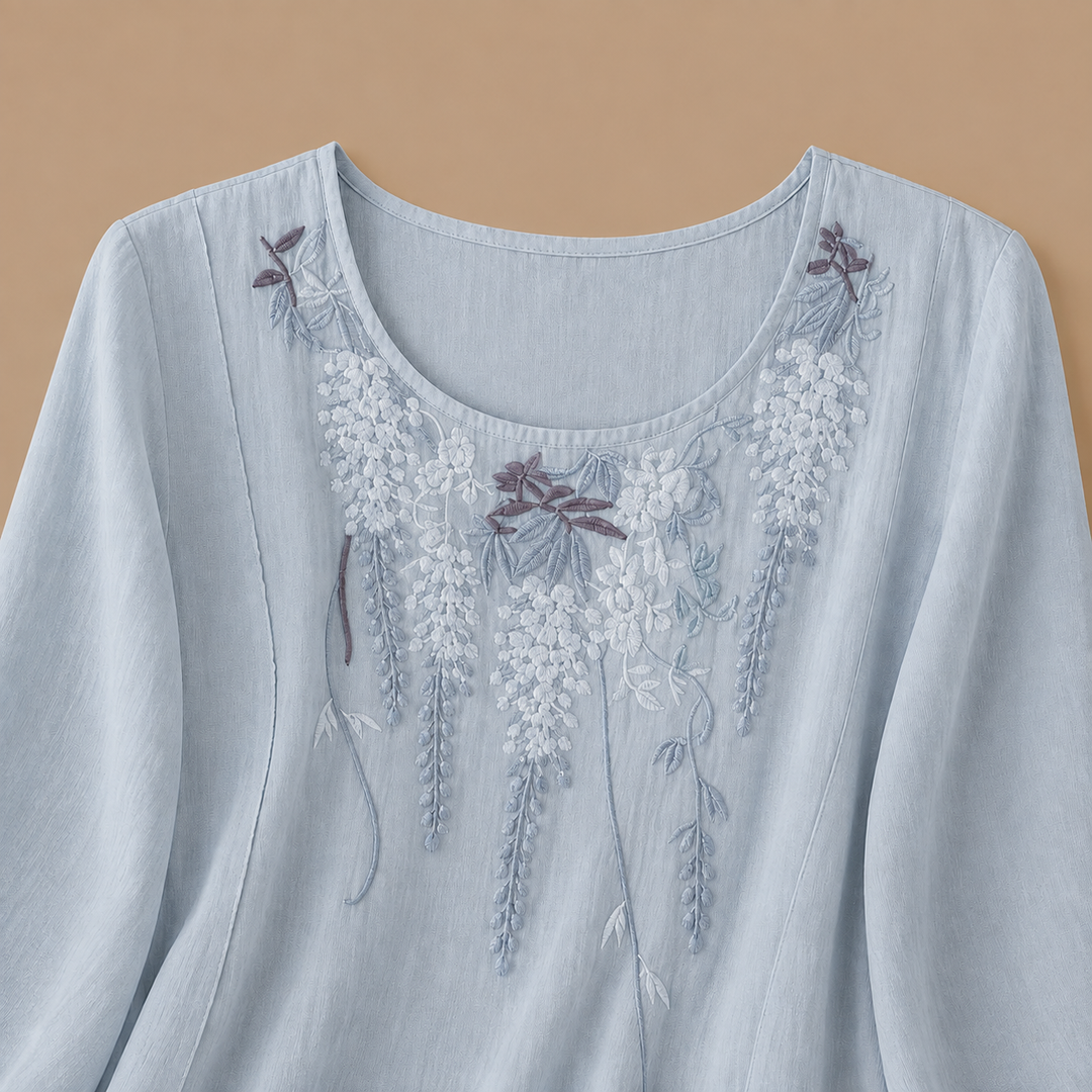 Isabeau | Floral Cotton Linen Blouse - Helen & Olivia Manhattan