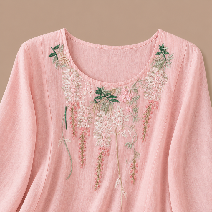 Isabeau | Floral Cotton Linen Blouse - Helen & Olivia Manhattan