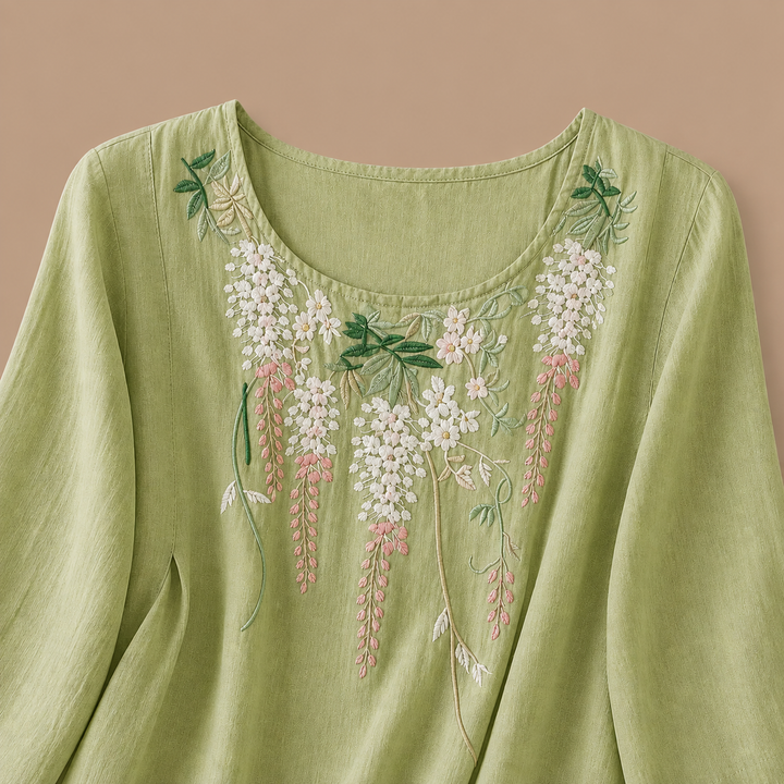 Isabeau | Floral Cotton Linen Blouse - Helen & Olivia Manhattan