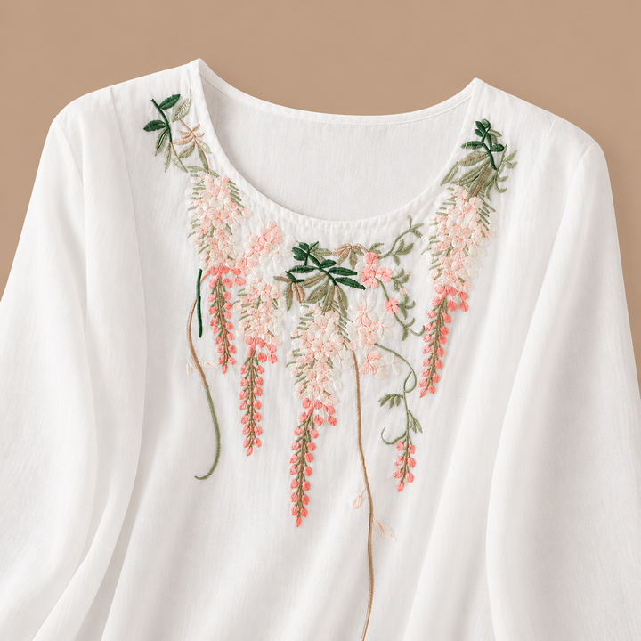 Isabeau | Floral Cotton Linen Blouse - Helen & Olivia Manhattan