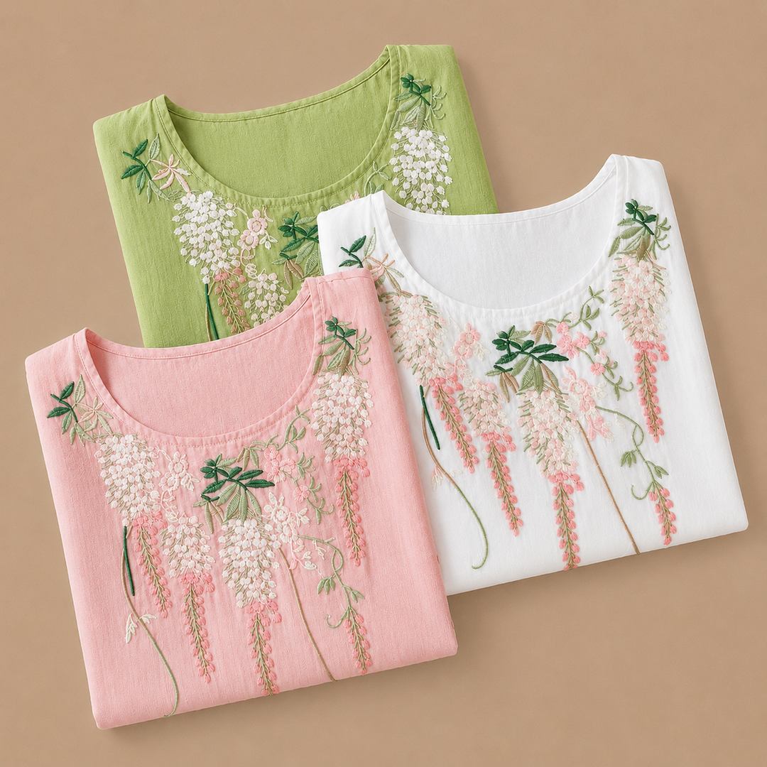 Isabeau | Floral Cotton Linen Blouse - Helen & Olivia Manhattan