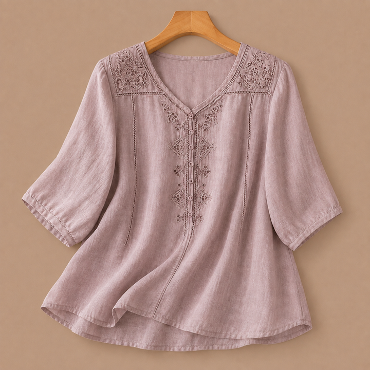 Aviva | Cotton Linen Blouse - Helen & Olivia Manhattan