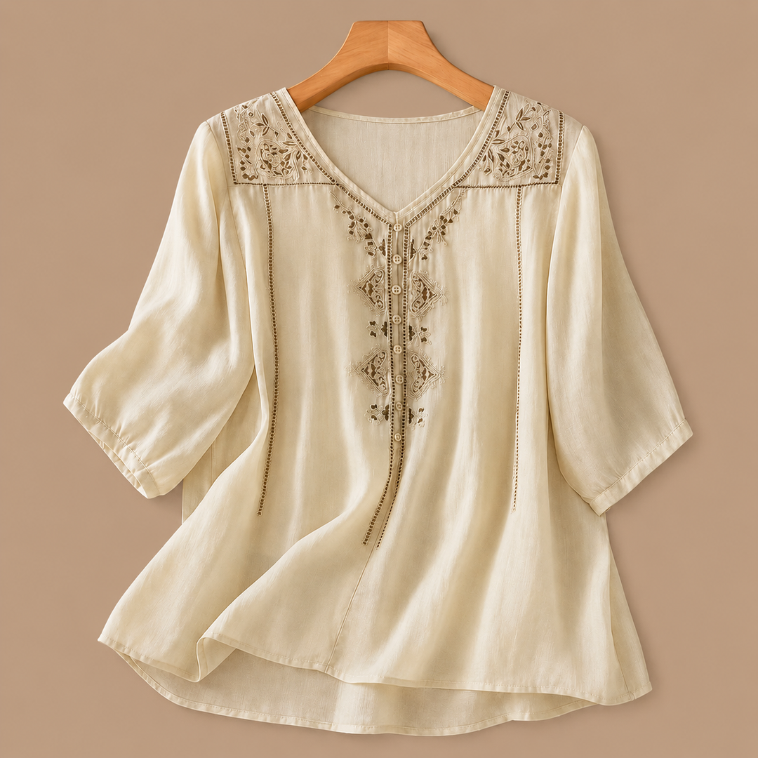 Aviva | Cotton Linen Blouse - Helen & Olivia Manhattan
