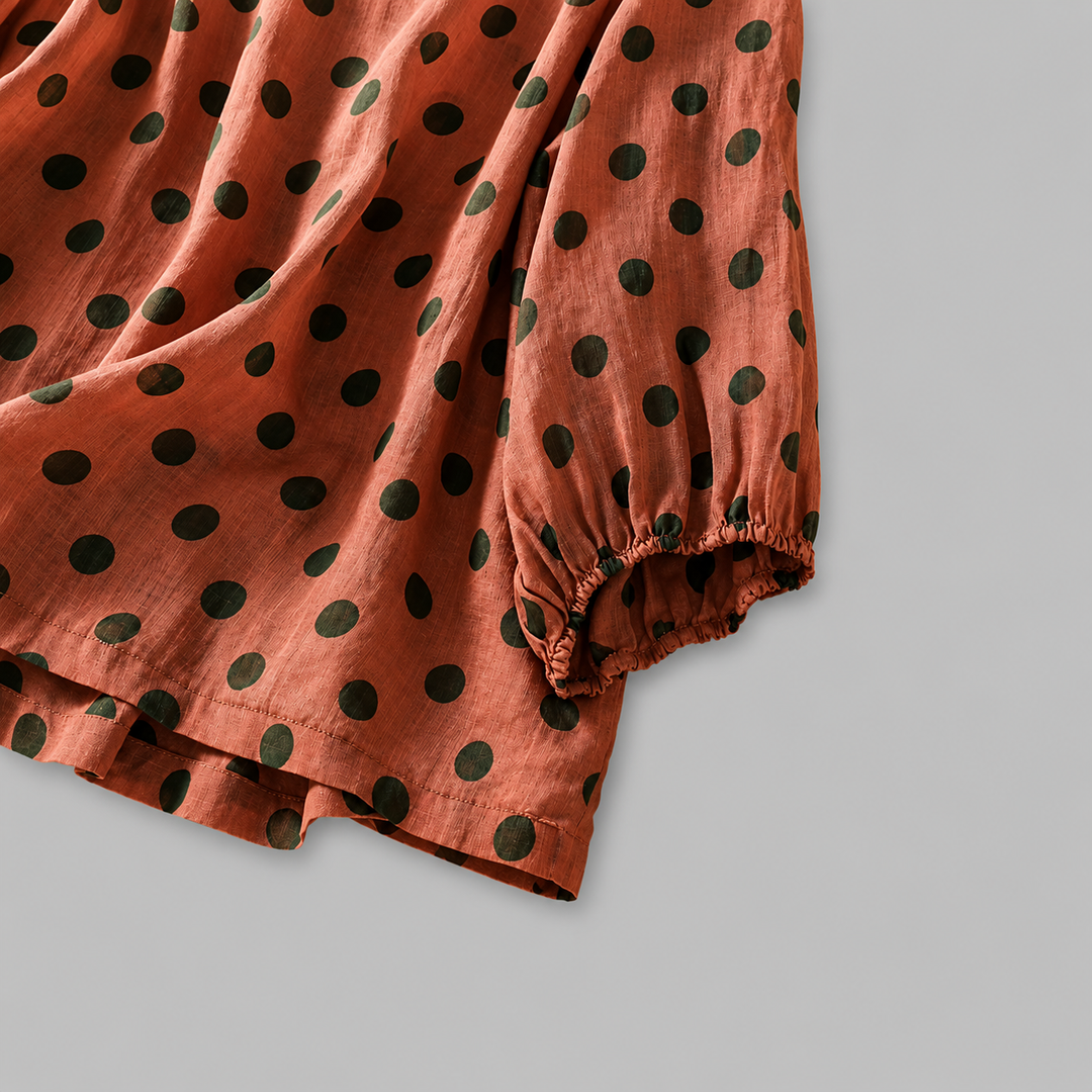Celine | Cotton Linen Polka Dot Blouse - Helen & Olivia Manhattan