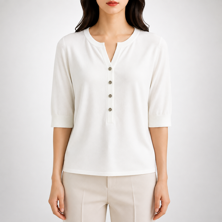 Ada | Split Neck Knit Top - Helen & Olivia Manhattan