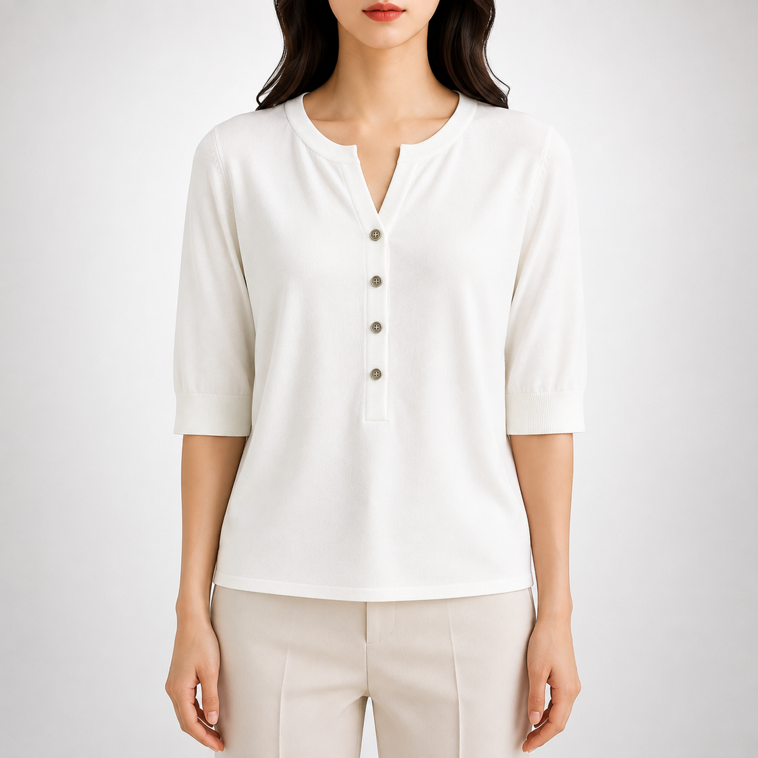 Ada | Split Neck Knit Top - Helen & Olivia Manhattan