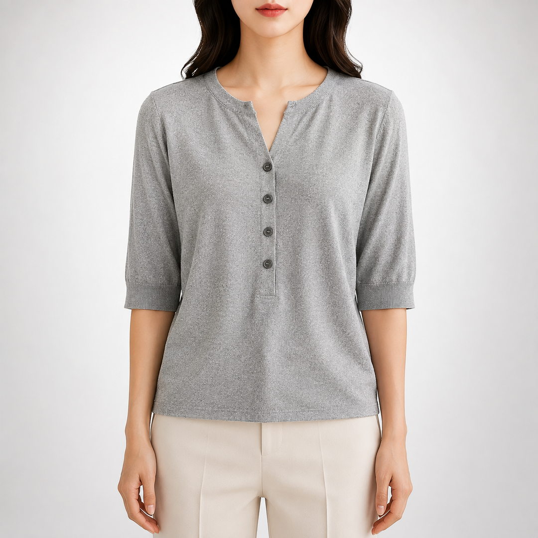 Ada | Split Neck Knit Top - Helen & Olivia Manhattan