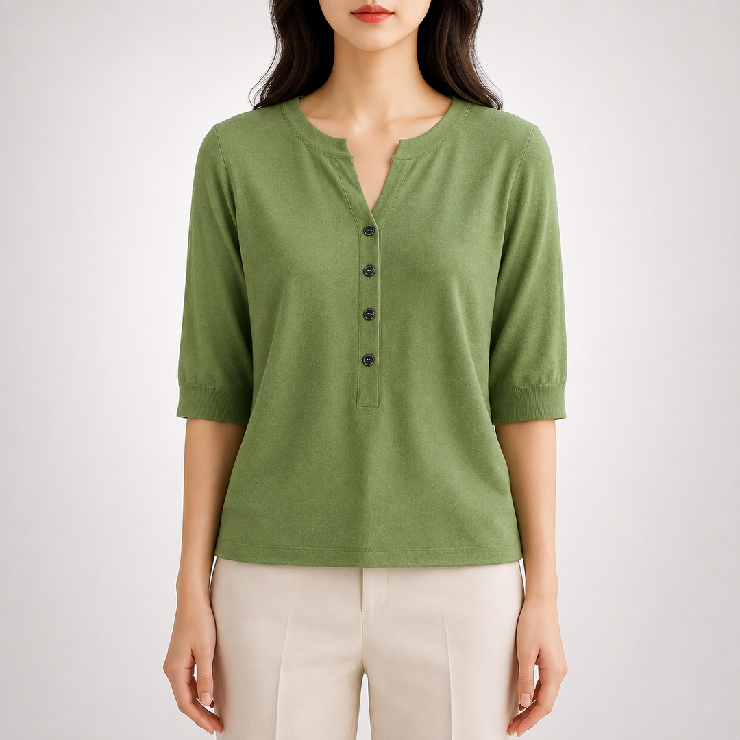 Ada | Split Neck Knit Top - Helen & Olivia Manhattan