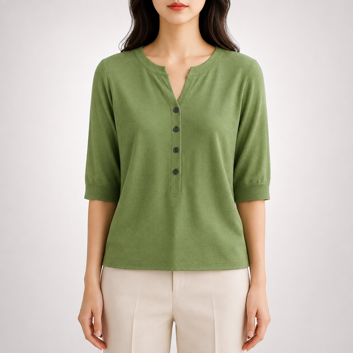 Ada | Split Neck Knit Top - Helen & Olivia Manhattan