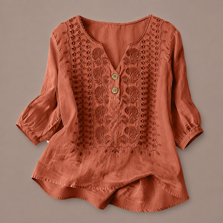 Adelina | Cotton Linen Blouse - Helen & Olivia Manhattan